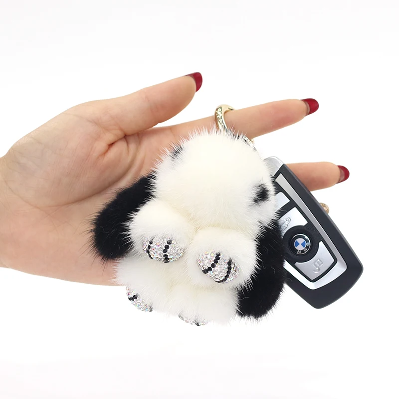 Key-Ring Jewelry Pompom Bunny Real Mink Fur Rabbit Keychain Trinket Fluffy Gift Women Toy Pendant | Украшения и аксессуары