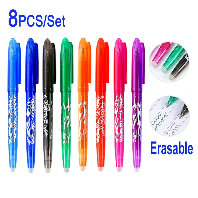 8Pcs/Set Erasable Pen 0.5mm Gel Ink Pen 8 Color Avaliable Office School Stationery Accessories Writing Drawing Painting Handle
8Pcs/Set Erasable Pen 0.5mm Gel Ink Pen 8 Color Avaliable Office School Stationery Accessories Writing Drawing Painting Handle