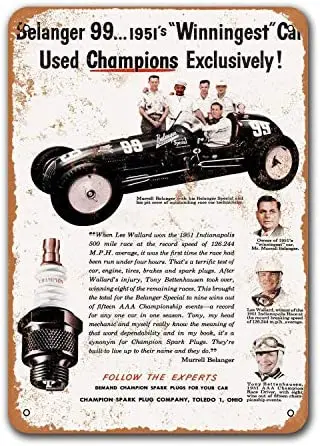 Grage Man Cave Sgins Home Coffee Club Wall Decor Pub Old Car Tin Sign Metal Vintage 1952 and 1951 Indy Winner Car 8x12 inches
Grage Man Cave Sgins Home Coffee Club Wall Decor Pub Old Car Tin Sign Metal Vintage 1952 and 1951 Indy Winner Car 8x12 inches