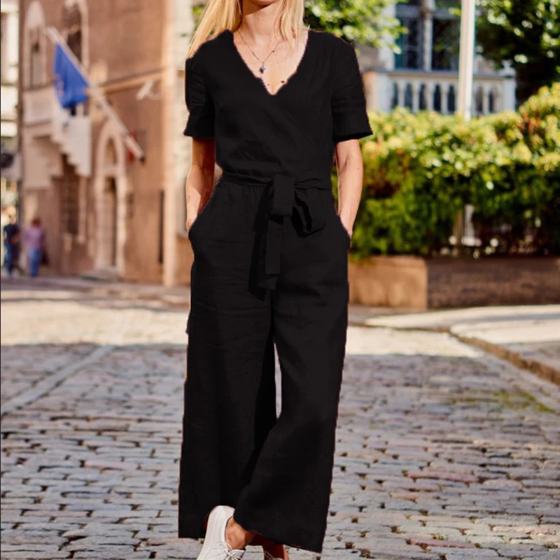 Women Sashes High Waist Loose Wide Leg Pants Trousers Jumpsuits Spring And Summer Casual Rompers Overalls Elegant Office Female
Women Sashes High Waist Loose Wide Leg Pants Trousers Jumpsuits Spring And Summer Casual Rompers Overalls Elegant Office Female