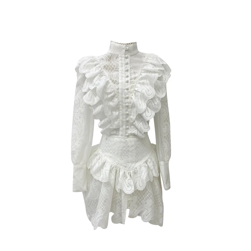 Winter Ladies Embroidery Hollow Lace Sexy Fashion Shirt Skirt Set 2020New Ladies Irregular Tops Shirt Short Skirt Two-piece Set
Winter Ladies Embroidery Hollow Lace Sexy Fashion Shirt Skirt Set 2020New Ladies Irregular Tops Shirt Short Skirt Two-piece Set