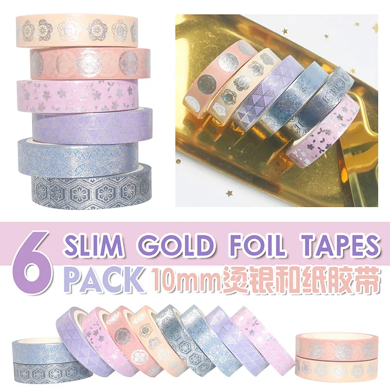 stationery hot silver and paper tape 10mm simple hot silver tape hand book decoration 6 pack
stationery hot silver and paper tape 10mm simple hot silver tape hand book decoration 6 pack