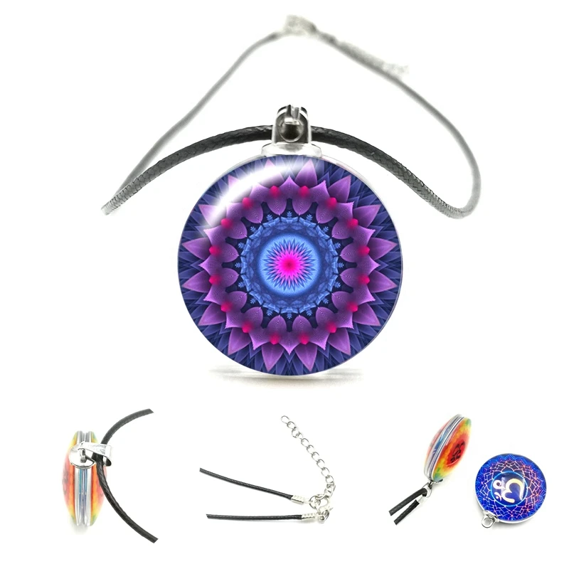 Kaleidoscope Mandala Double-sided Pendant Necklace 25mm Glass Cabochon Black Leather Cord Necklace Men and Women Jewelry Gifts
Kaleidoscope Mandala Double-sided Pendant Necklace 25mm Glass Cabochon Black Leather Cord Necklace Men and Women Jewelry Gifts