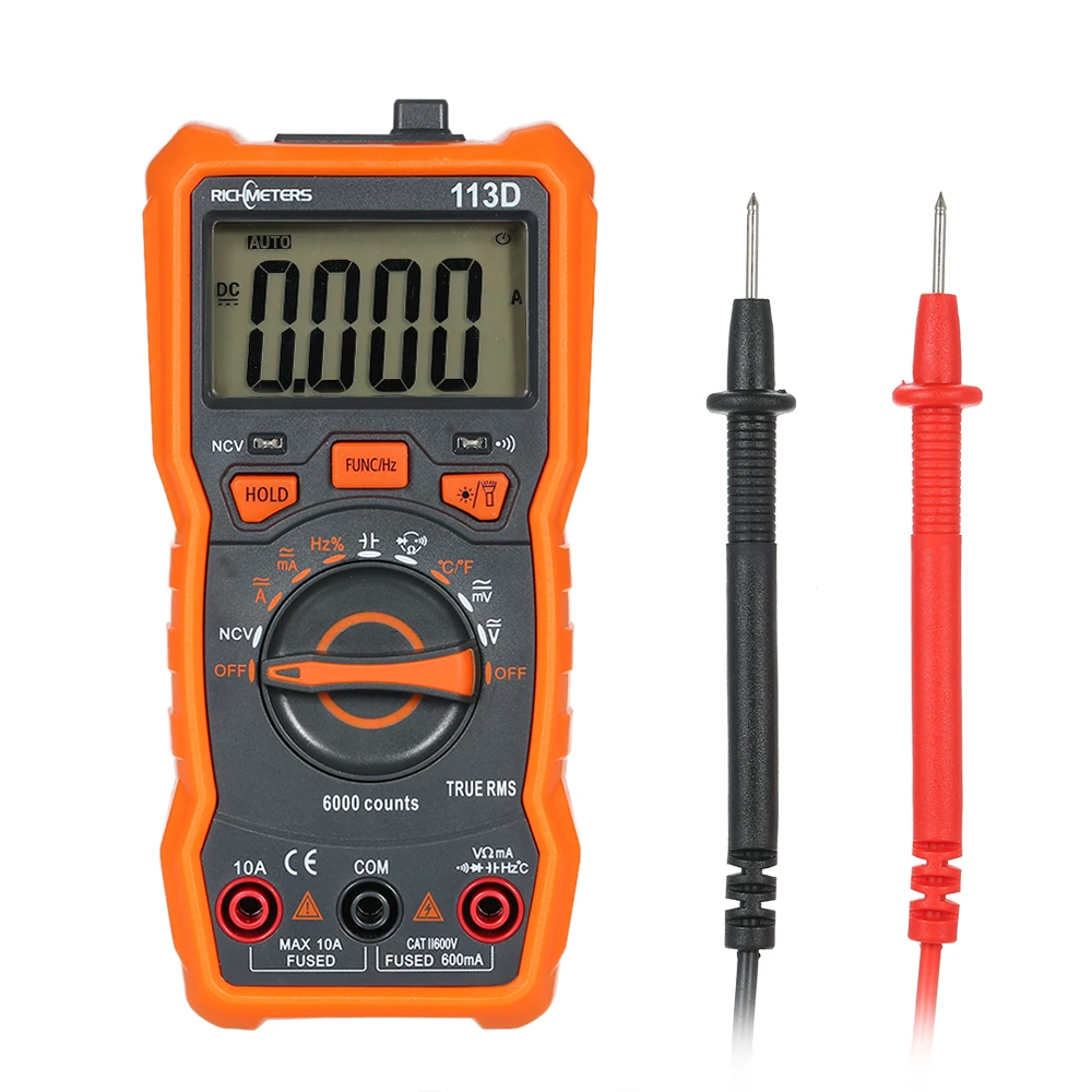 RICHMETERS RM113D NCV Digital Multimeter 6000Counts Auto Ranging AC/DC Voltage Temperature Measuring Meter Flash Light Backlight
RICHMETERS RM113D NCV Digital Multimeter 6000Counts Auto Ranging AC/DC Voltage Temperature Measuring Meter Flash Light Backlight