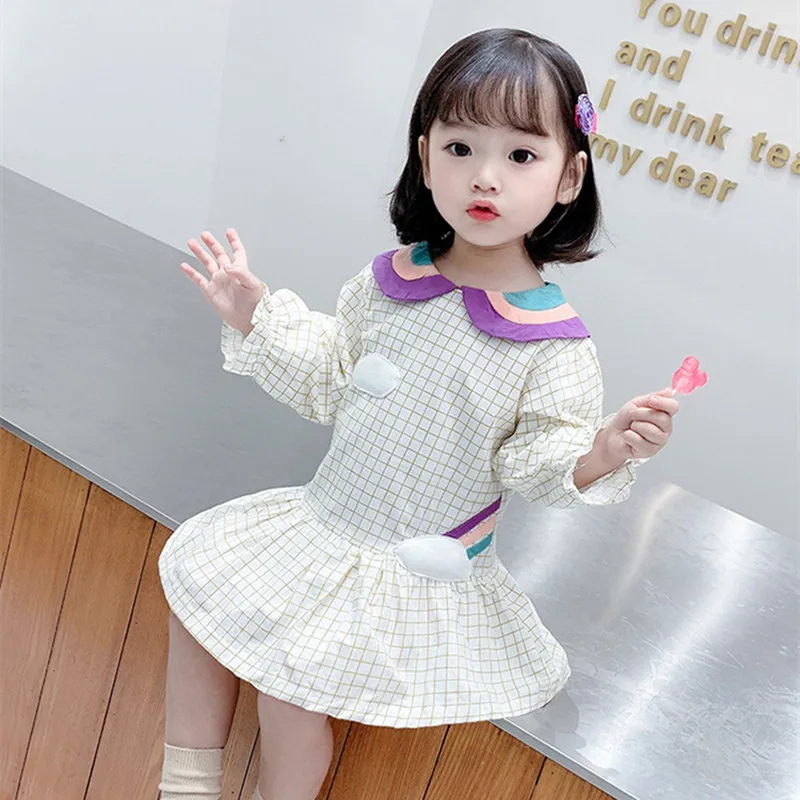 DFXD New Autumn Kids Girl Rainbow Plaid Long Sleeve Dress Korean Style Cotton Peter Pan Collar Ruffles Princess Dress Vestidos 
DFXD New Autumn Kids Girl Rainbow Plaid Long Sleeve Dress Korean Style Cotton Peter Pan Collar Ruffles Princess Dress Vestidos