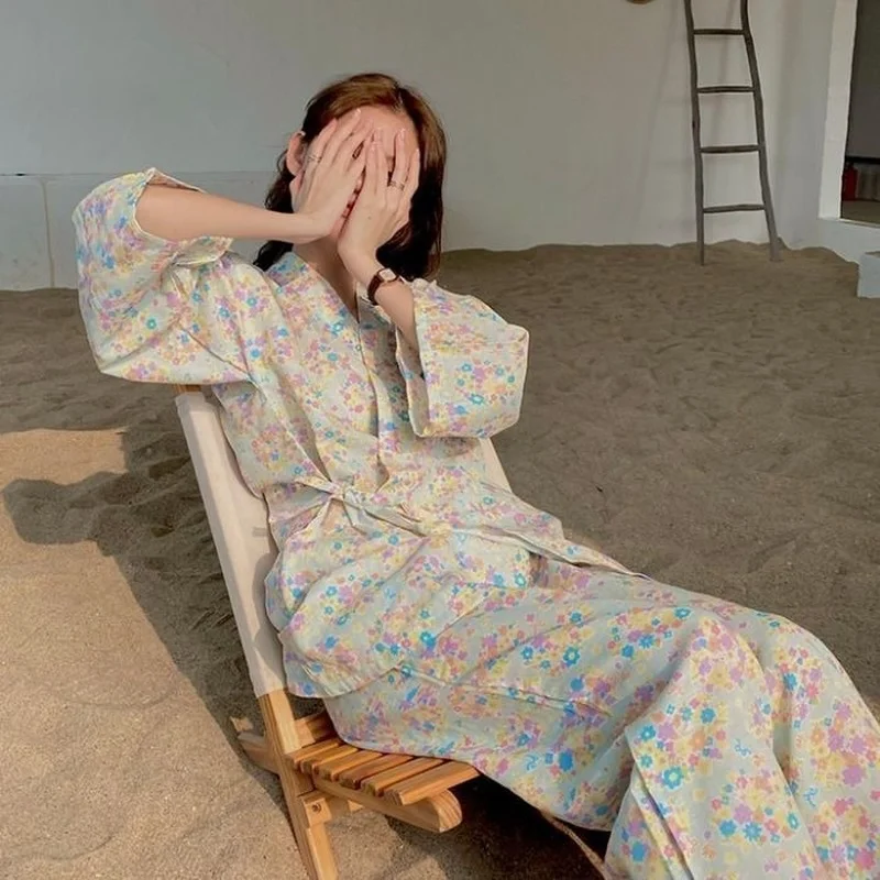 Kimono Women Home Clothes Japanese Kawaii Pajama 2 Piece Sets Sleepwear Vintage Floral Pajamas Set Pyjamas Loungewear F25
Kimono Women Home Clothes Japanese Kawaii Pajama 2 Piece Sets Sleepwear Vintage Floral Pajamas Set Pyjamas Loungewear F25