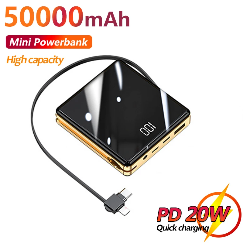 Power Bank 50000mAh Built-in Charging Cable Universal Compatible LCD Surface LED Digital Display Portable Fast Charger
Power Bank 50000mAh Built-in Charging Cable Universal Compatible LCD Surface LED Digital Display Portable Fast Charger
