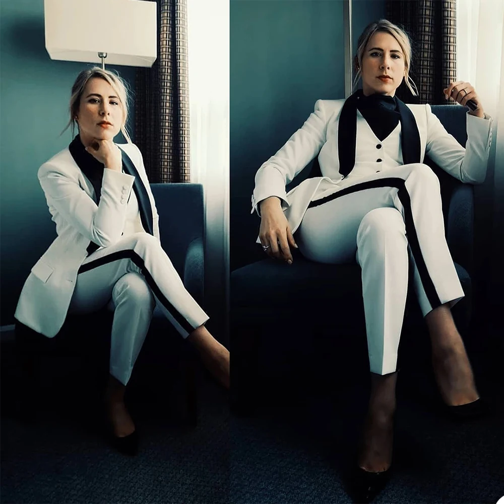 Spring/Autumn Women Suits White Jacket With Black Pants Slim Fit Mother Of Bride Dress Custom Made Ladies Business Office Blazer
Spring/Autumn Women Suits White Jacket With Black Pants Slim Fit Mother Of Bride Dress Custom Made Ladies Business Office Blazer