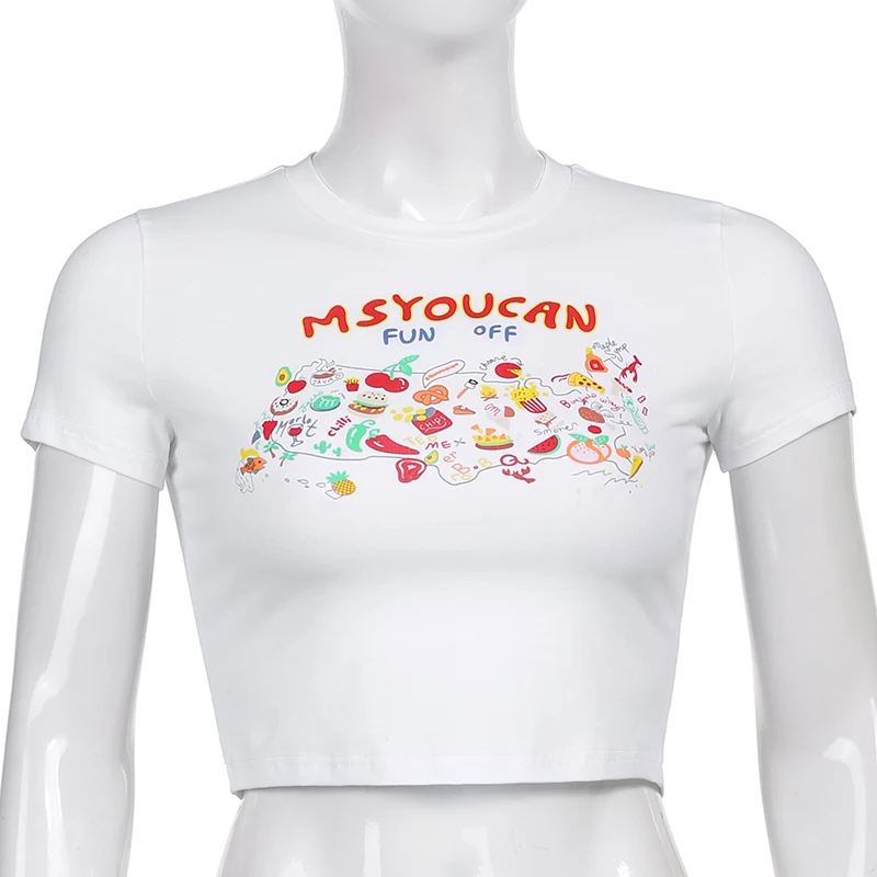 Cute Fruit Print T-Shirt Women O Neck Short Sleeve Crop Top Summer Casual Basic White Tee Plus Size Streetwear Y2K Clothes 2021
Cute Fruit Print T-Shirt Women O Neck Short Sleeve Crop Top Summer Casual Basic White Tee Plus Size Streetwear Y2K Clothes 2021