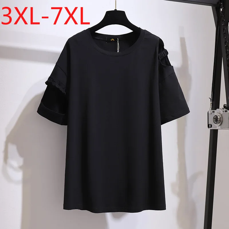 New 2021 Ladies Summer Plus Size Tops For Women Large Short Sleeve Loose Cotton Black Hole O-neck T-shirt 3XL 4XL 5XL 6XL 7XL
New 2021 Ladies Summer Plus Size Tops For Women Large Short Sleeve Loose Cotton Black Hole O-neck T-shirt 3XL 4XL 5XL 6XL 7XL