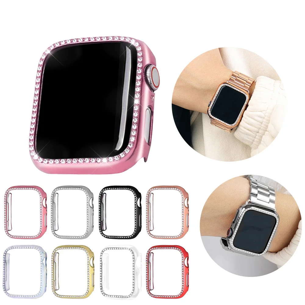 Чехол с бриллиантами для Apple watch band 5 4 3 2 1 чехол накладка 44 мм 40 42 38 iwatch Crystal защитный
