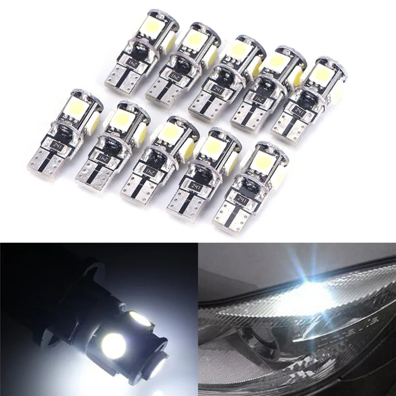 

T10 5 smd 5050 led Canbus Error Free Car Lights W5W 194 5SMD LIGHT BULBS 168 2825 Car Lamp License Plate Light White 10pcs/lot