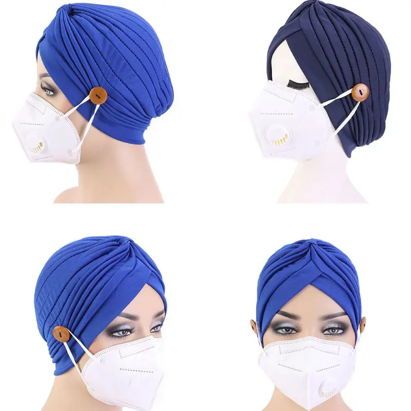 Women Solid Color Bonnet Hat with Wooden Button Mask Holder Twist Knotted Anti-Tight Ear Protection Turban Cap
Women Solid Color Bonnet Hat with Wooden Button Mask Holder Twist Knotted Anti-Tight Ear Protection Turban Cap