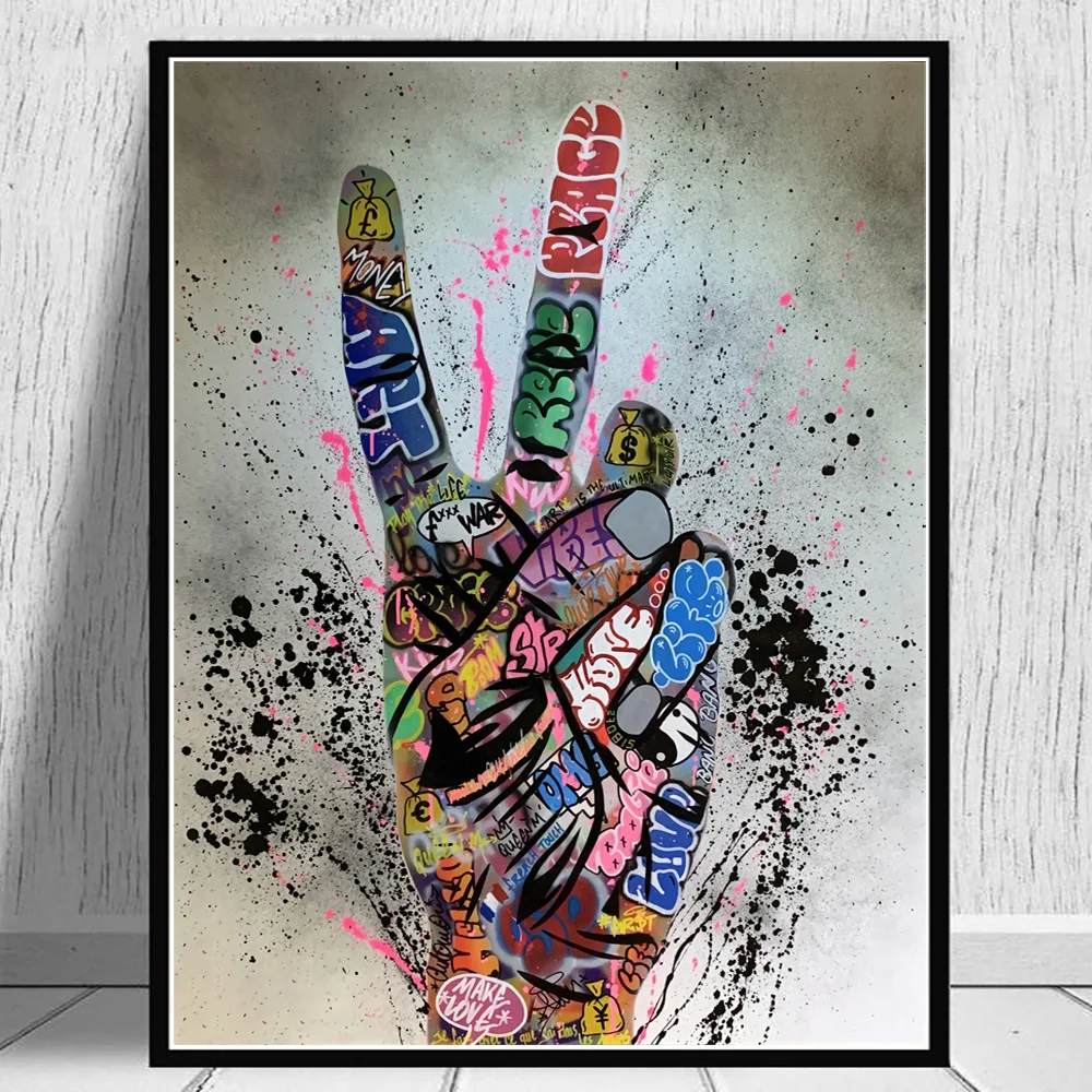 

Wall Posters And Prints Graffiti Street V Gesture Victory Picture Inspiring Art Canvas Wall Art Painting For Living Room Cuadros