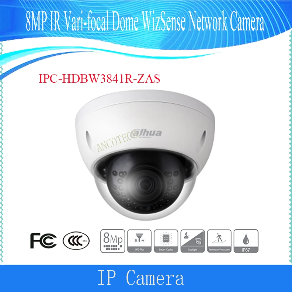 

Free Shipping DAHUA IPC-HDBW3841R-ZAS 8MP IR Vari-focal Dome WizSense Network Camera DAHUA 4K Camera