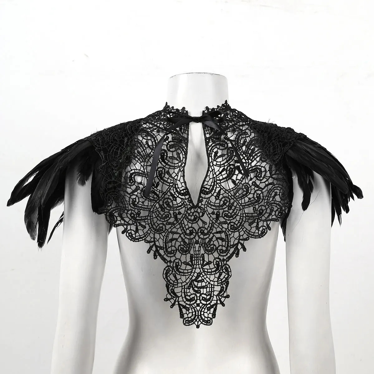 Gothic Victorian Real Natural Feather Embroidery Lace Cape Shawl Shoulderpad with Ribbon Ties for Costume Decoration
Gothic Victorian Real Natural Feather Embroidery Lace Cape Shawl Shoulderpad with Ribbon Ties for Costume Decoration