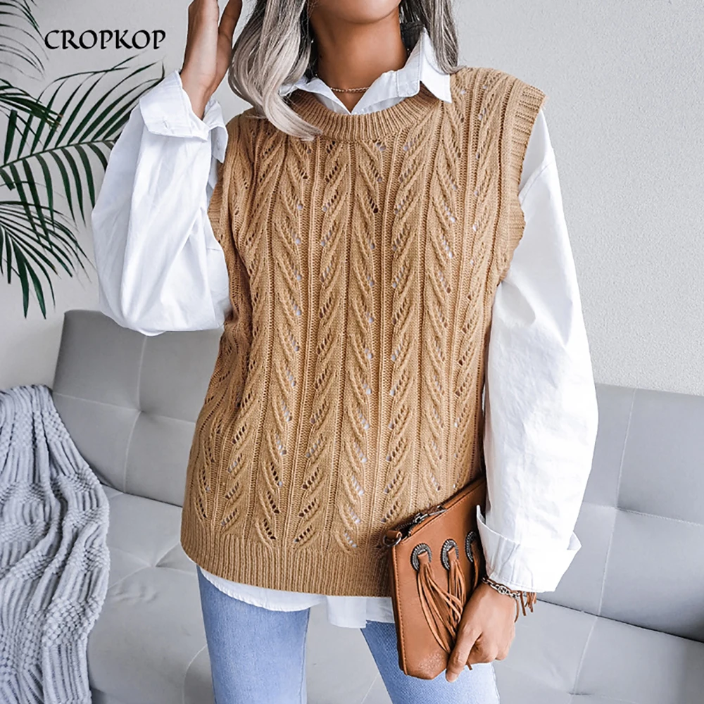 Women knitted Sweater Vest Korean Style Sleeveless Hollow solid Fashion Sweaters Casual Loose basic White Pullover Top 2021
Women knitted Sweater Vest Korean Style Sleeveless Hollow solid Fashion Sweaters Casual Loose basic White Pullover Top 2021