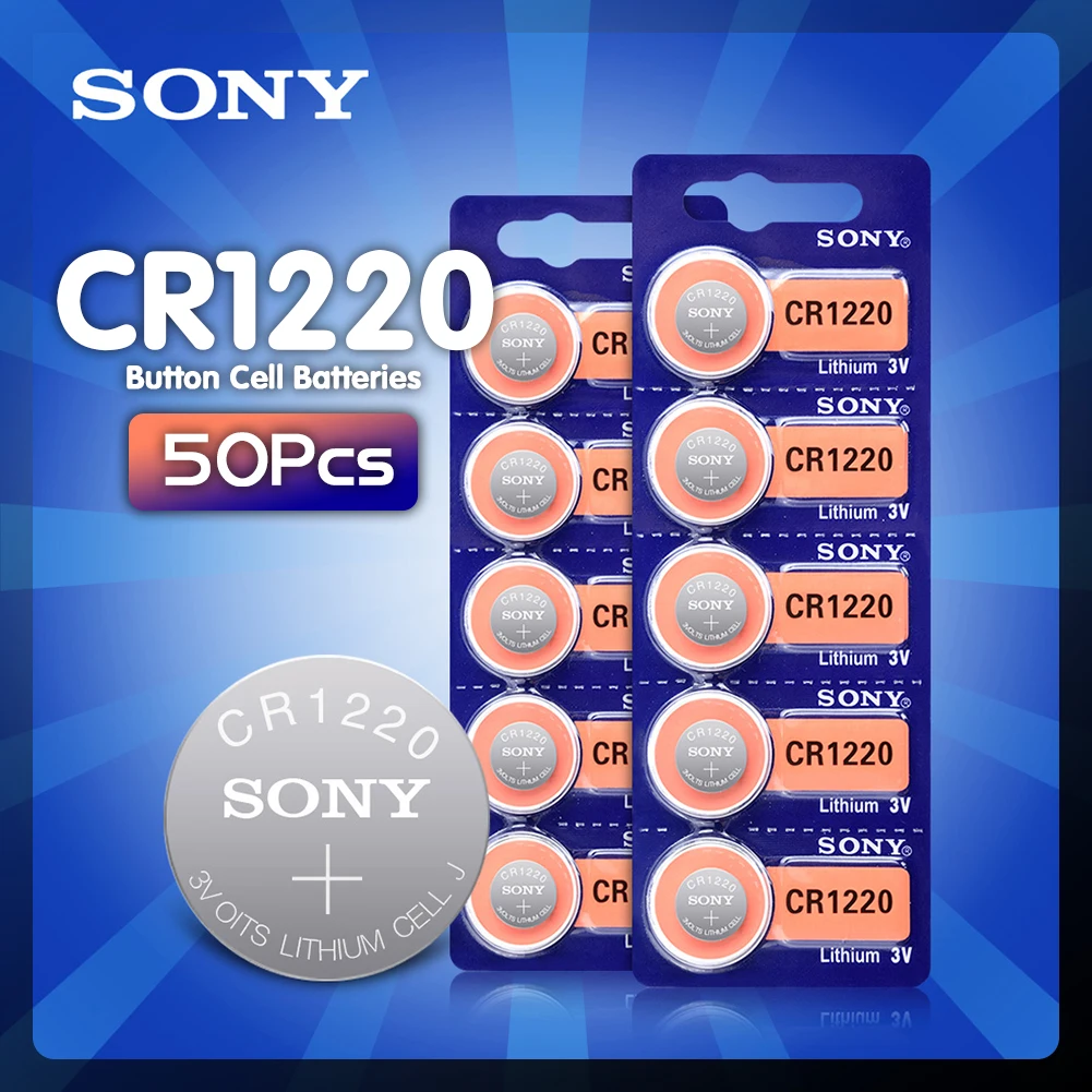 50 шт. SONY Кнопка Батарея CR1220 литиевая батарейки таблетки 3V DL1220 BR1220 LM1220 CR 1220 для
