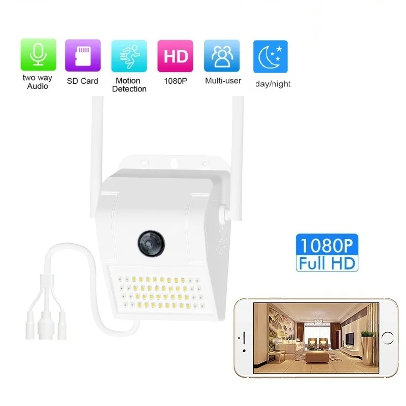 1080P наружная WiFi IP камера Draadloze 48 светодиодный ИК Аудио Видео IP66 водонепроницаемый Huis Tuin Cctv Binnenplaats мониторинг
1080P наружная WiFi IP камера Draadloze 48 светодиодный ИК Аудио Видео IP66 водонепроницаемый Huis Tuin Cctv Binnenplaats мониторинг