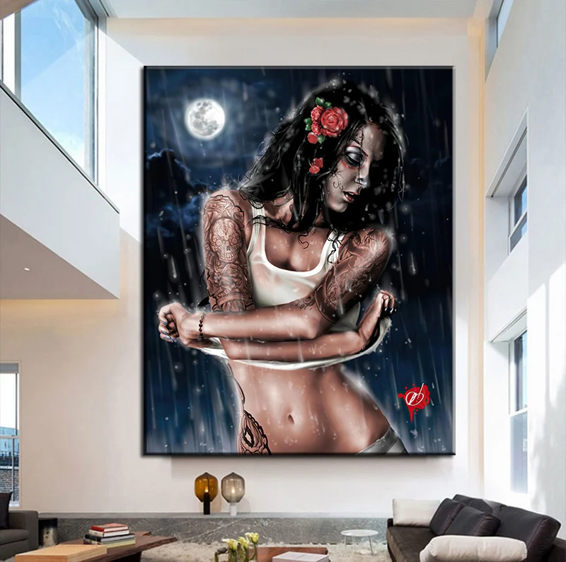 Tattoo Girl Canvas Painting Abstract Sexy Lady Posters Sexy Women Portrait Wall Art Pictures for Living Room Bedroom Home Decor
Tattoo Girl Canvas Painting Abstract Sexy Lady Posters Sexy Women Portrait Wall Art Pictures for Living Room Bedroom Home Decor