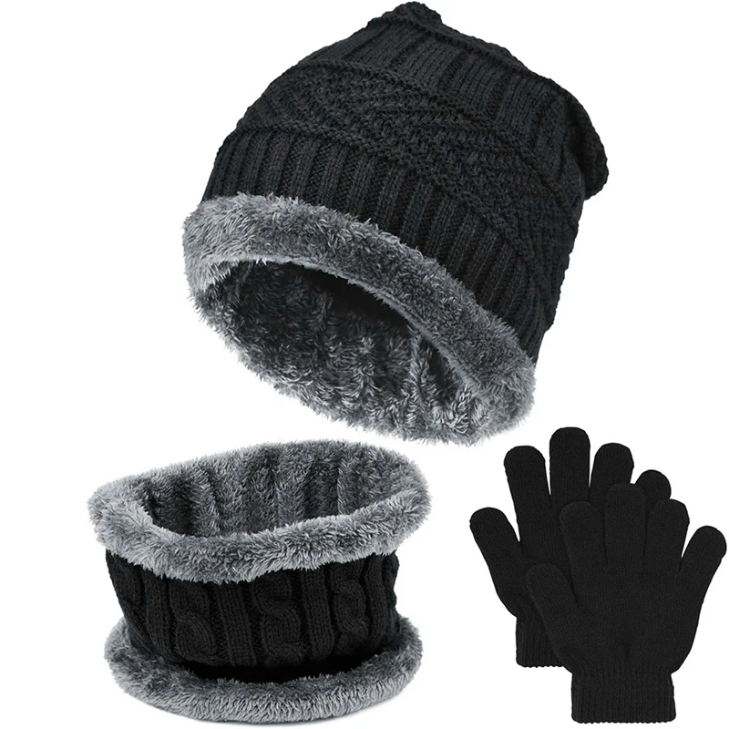 Winter Knitted Beanie And Scarf Neck Gloves, Thick Wool Lining Cap For Boys And Girls, Warm Leggings, Black
Winter Knitted Beanie And Scarf Neck Gloves, Thick Wool Lining Cap For Boys And Girls, Warm Leggings, Black