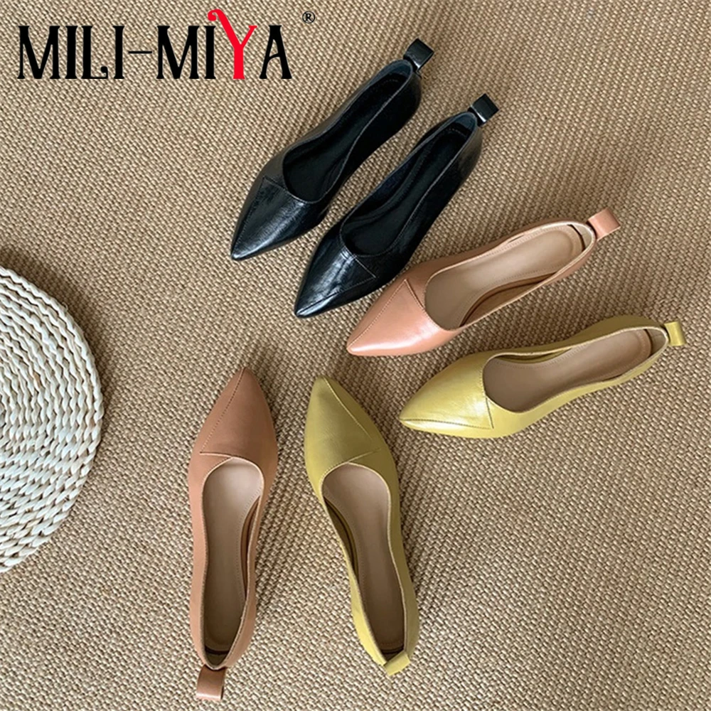 MILI-MIYA New Arrival Casual Women Cow Leather Flats Solid Color Fashion Pointed Toe Slip On Comfortable Street Shoes Size 34-40
MILI-MIYA New Arrival Casual Women Cow Leather Flats Solid Color Fashion Pointed Toe Slip On Comfortable Street Shoes Size 34-40