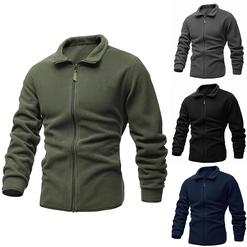 Men's Jacket Slim Double-Faced Fleece Tactical Sweater Casual Turn-Down Collar Zipper Solid Color Jacket Male Warm Winter Coat
Men's Jacket Slim Double-Faced Fleece Tactical Sweater Casual Turn-Down Collar Zipper Solid Color Jacket Male Warm Winter Coat