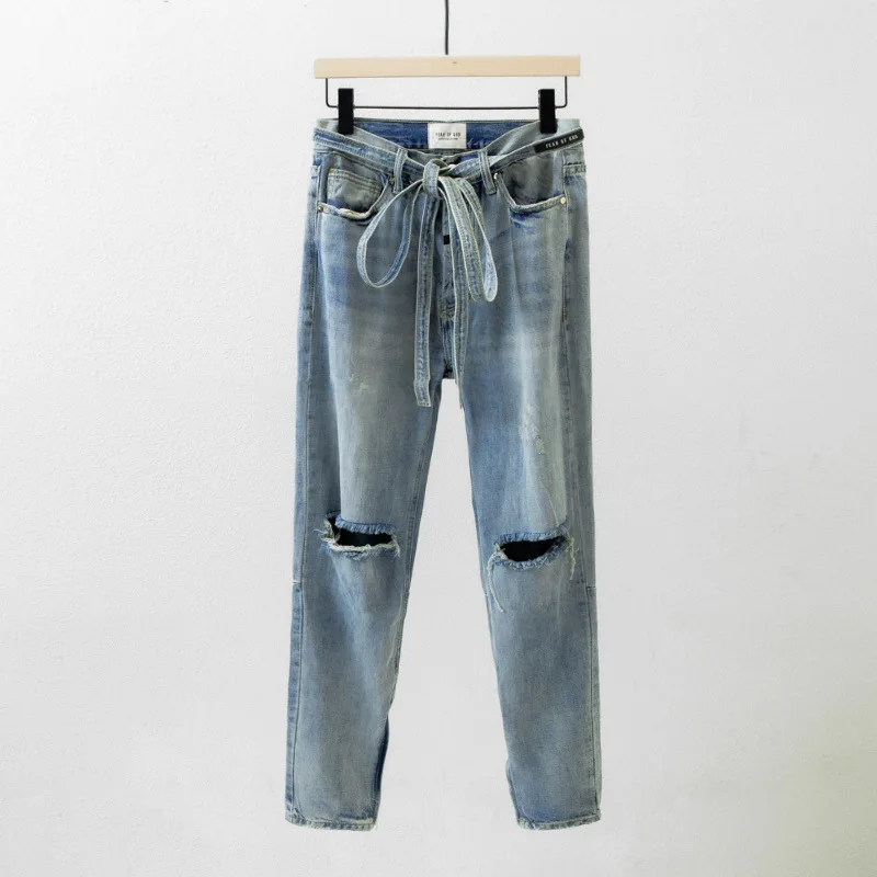 Fashion brand feel of go fog 6th Season 6 ribbon used wash water hole jeans
Fashion brand feel of go fog 6th Season 6 ribbon used wash water hole jeans
