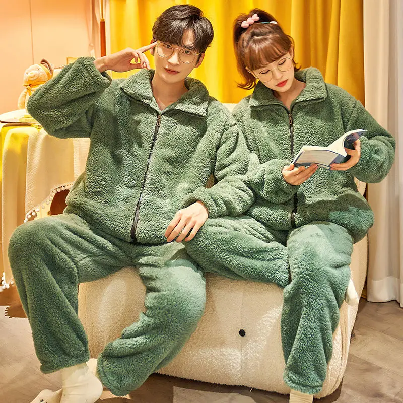 Flannel Pajamas 2PCS Tops&Pant Lovers Sleep Set Nightgown Loose Nightwear Couple Home Clothes Sleepwear Winter Intimate Lingerie
Flannel Pajamas 2PCS Tops&Pant Lovers Sleep Set Nightgown Loose Nightwear Couple Home Clothes Sleepwear Winter Intimate Lingerie