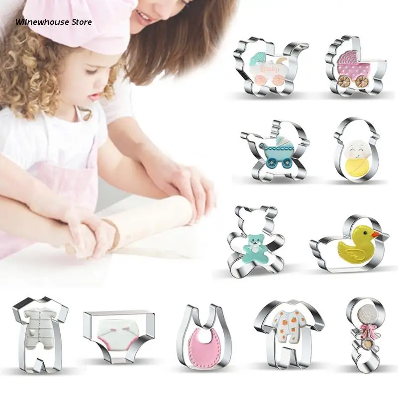 F62A 11pcs Baby Shower Cookie Cutter Stainless Steel Biscuit Molds for Making Onesie
F62A 11pcs Baby Shower Cookie Cutter Stainless Steel Biscuit Molds for Making Onesie