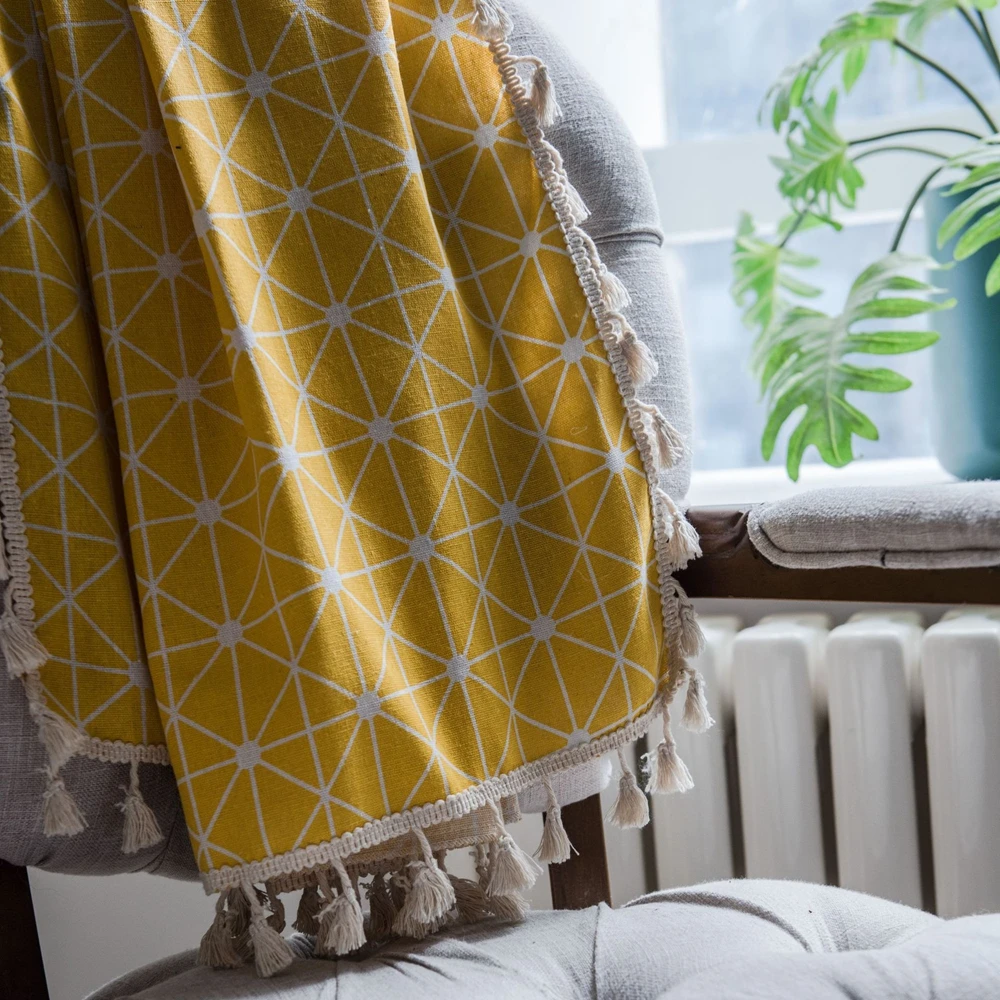Japanese Geometric Plaid Printed Curtains for Living room Bedroom Yellow Cotton Linen Tassel Blackout Window Drapes AD719E
Japanese Geometric Plaid Printed Curtains for Living room Bedroom Yellow Cotton Linen Tassel Blackout Window Drapes AD719E