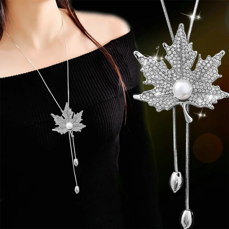 Creative Maple Leaf Pearl Sweater Chain Women Autumn Winter Fashion Long Tassel Chains Necklaces For Female Party Sweater Chain
Creative Maple Leaf Pearl Sweater Chain Women Autumn Winter Fashion Long Tassel Chains Necklaces For Female Party Sweater Chain