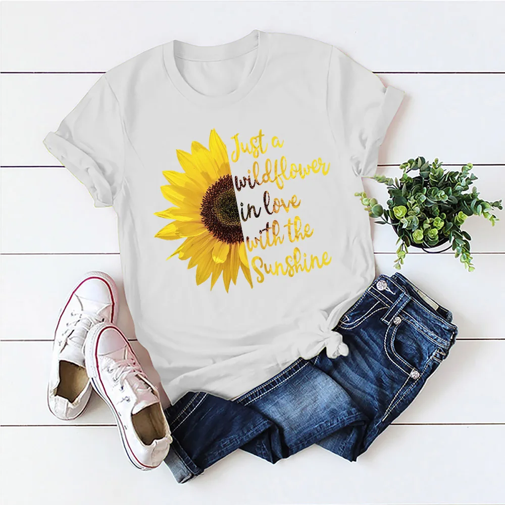 Golden Sunflower Letter Print Women T Shirt Short Sleeve O Neck Loose Women Tshirt Ladies Fashion Tee Shirt Tops Clothes Mujer
Golden Sunflower Letter Print Women T Shirt Short Sleeve O Neck Loose Women Tshirt Ladies Fashion Tee Shirt Tops Clothes Mujer