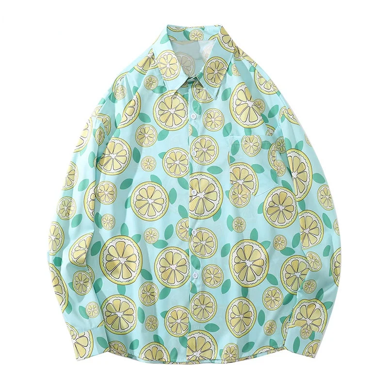 Streetwear Shirt Cartoon Lemon Leaves Print Shirts Harajuku Long Sleeve Casual Fashion Loose Hip Hop Button Blouse Tops
Streetwear Shirt Cartoon Lemon Leaves Print Shirts Harajuku Long Sleeve Casual Fashion Loose Hip Hop Button Blouse Tops