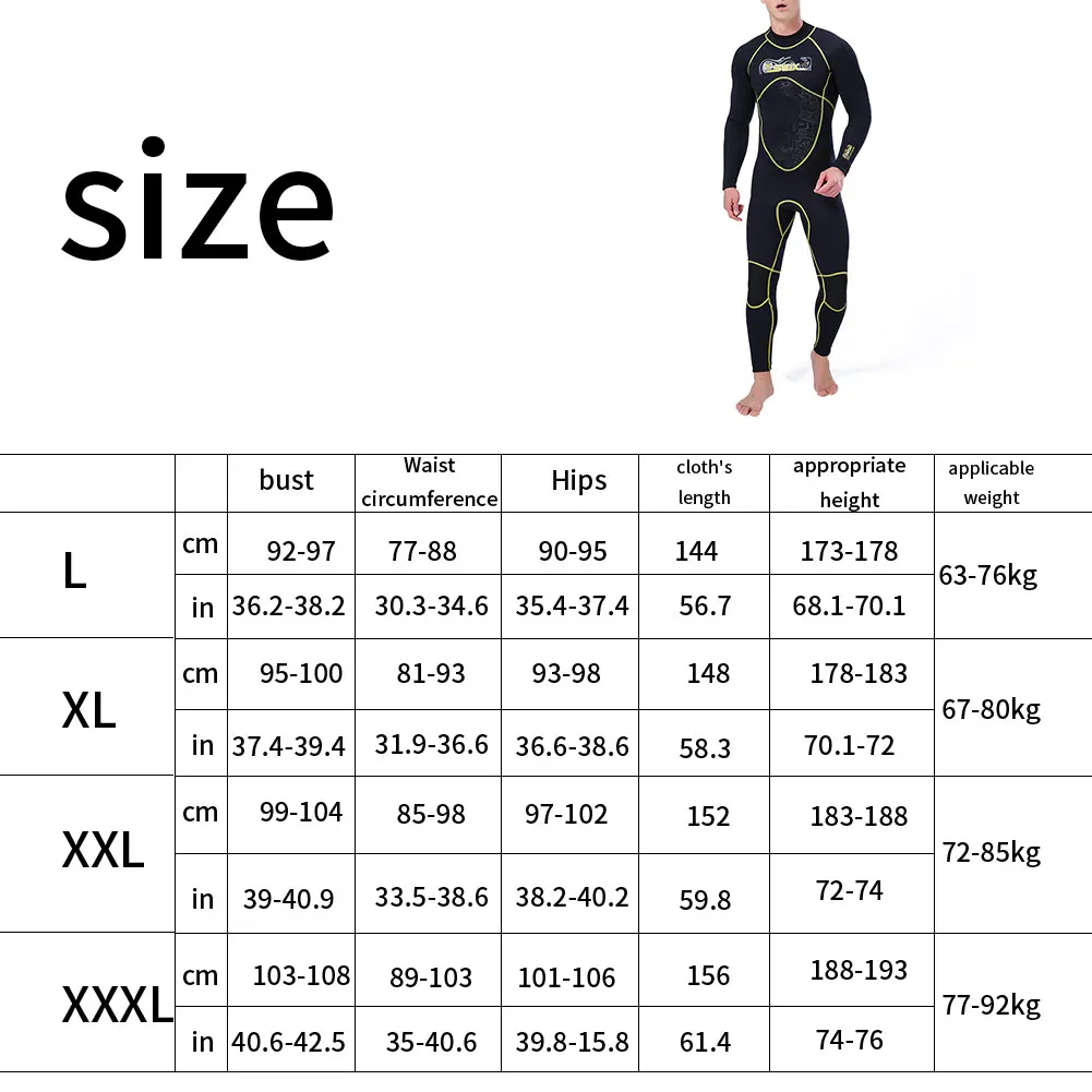 Premium Neoprene Wetsuit 3mm Men Quick Dry Scuba Diving Thermal Warm Wetsuits Full Suit Swimming Surfing Kayaking Equipment
Premium Neoprene Wetsuit 3mm Men Quick Dry Scuba Diving Thermal Warm Wetsuits Full Suit Swimming Surfing Kayaking Equipment