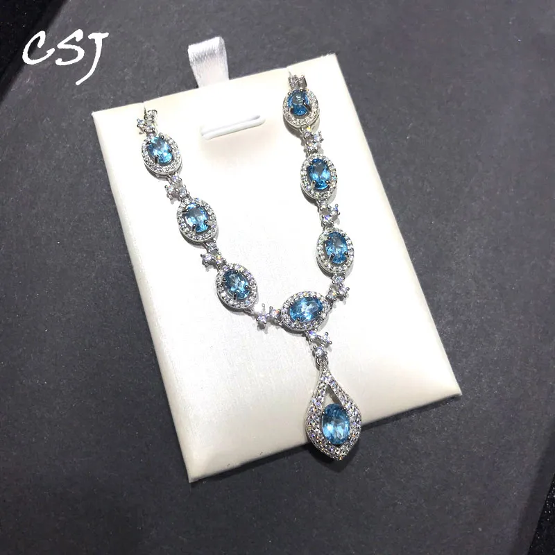 CSJ Real Natural Topaz Necklace Sterling 925 Silver Pendant for Women Engagement Party Gift Jewelry
CSJ Real Natural Topaz Necklace Sterling 925 Silver Pendant for Women Engagement Party Gift Jewelry