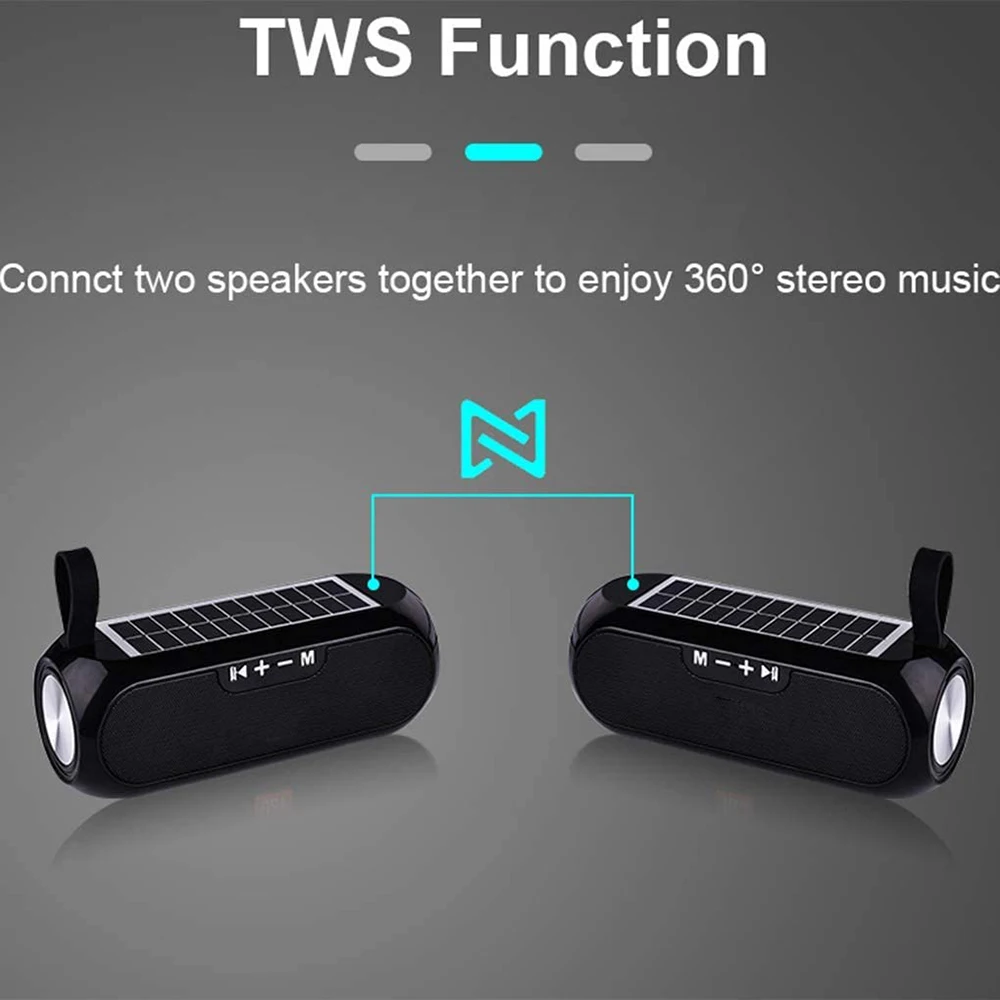 Solar Bluetooth Speaker Portable Column Waterproof TWS Wireless Stereo Speaker Support Bluetooth TF Card AUX USB Playback
Solar Bluetooth Speaker Portable Column Waterproof TWS Wireless Stereo Speaker Support Bluetooth TF Card AUX USB Playback