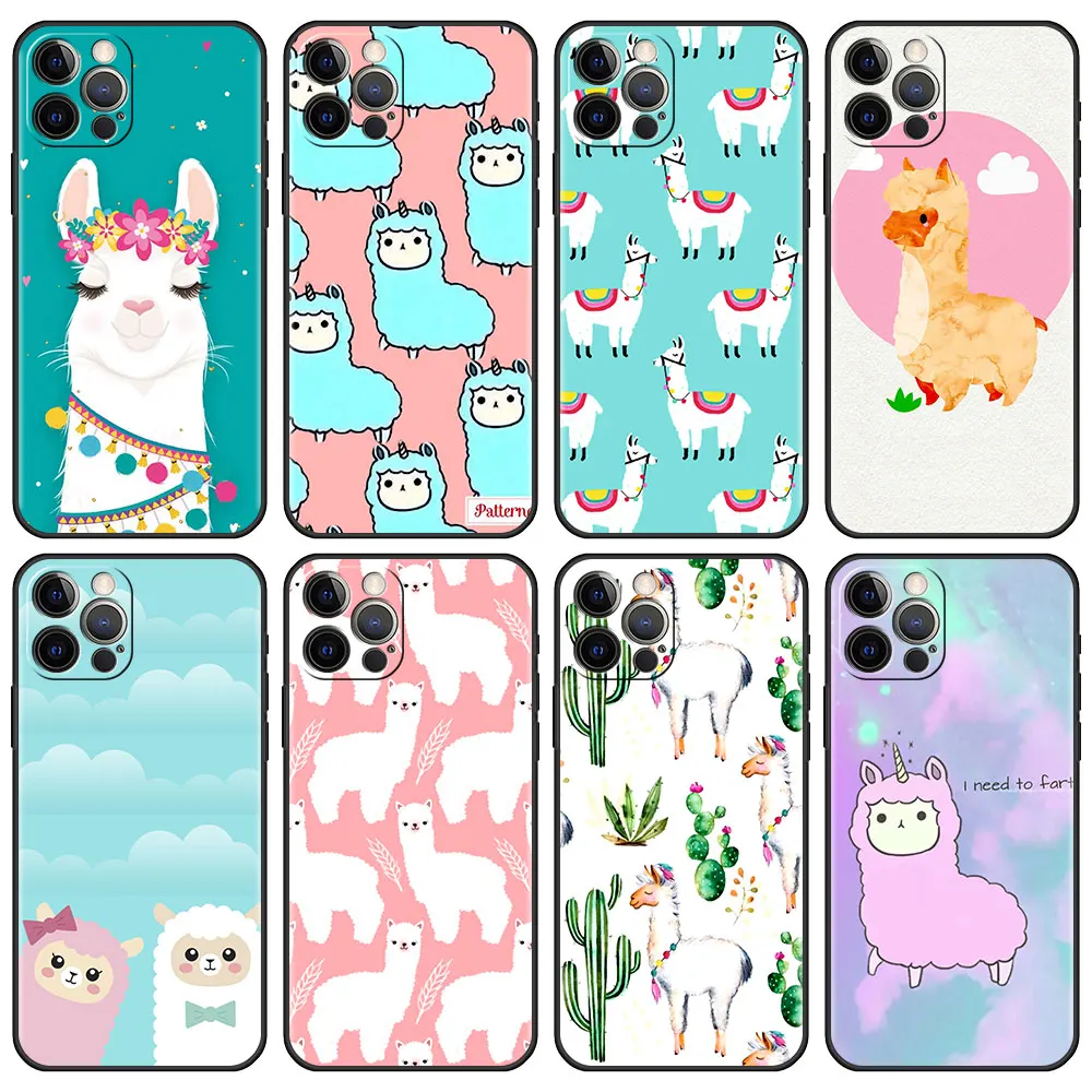 

Llama Alpaca Fitted Case for iPhone 13 6.1 inches 11 7 12 Pro XR X XS Max 6 6S 8 Plus 5 5S SE Tpu Soft Phone Capa