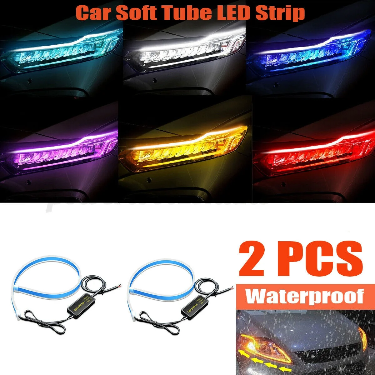 2pcs Led DRL Car Daytime Running Lights Flexible Waterproof Auto Turn Signal Yellow Brake Side Headlights Light Car Accessories
2pcs Led DRL Car Daytime Running Lights Flexible Waterproof Auto Turn Signal Yellow Brake Side Headlights Light Car Accessories