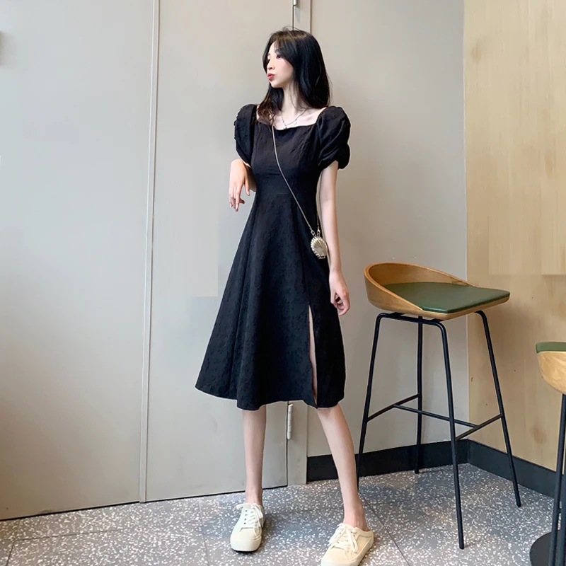 COIGARSAM French Style Women dress Summer Puff Sleeve Square Collar Dresses Black 36999
COIGARSAM French Style Women dress Summer Puff Sleeve Square Collar Dresses Black 36999