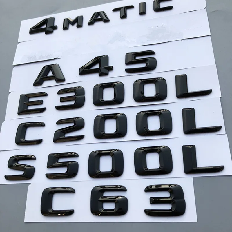 Glossy Black Letter Number Emblem Car Trunk Model Sticker for Mercedes Benz AMG A45 C63 A200 C200L E300L S500L CLA200 CLA260
Glossy Black Letter Number Emblem Car Trunk Model Sticker for Mercedes Benz AMG A45 C63 A200 C200L E300L S500L CLA200 CLA260
