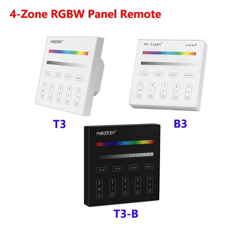 Miboxer T3 B3 4-Zone RGB RGBW Smart Panel Remote Controller 2.4G Wireless Dimmer Switch For Led strip Light Milight Bulb Lamp
Miboxer T3 B3 4-Zone RGB RGBW Smart Panel Remote Controller 2.4G Wireless Dimmer Switch For Led strip Light Milight Bulb Lamp