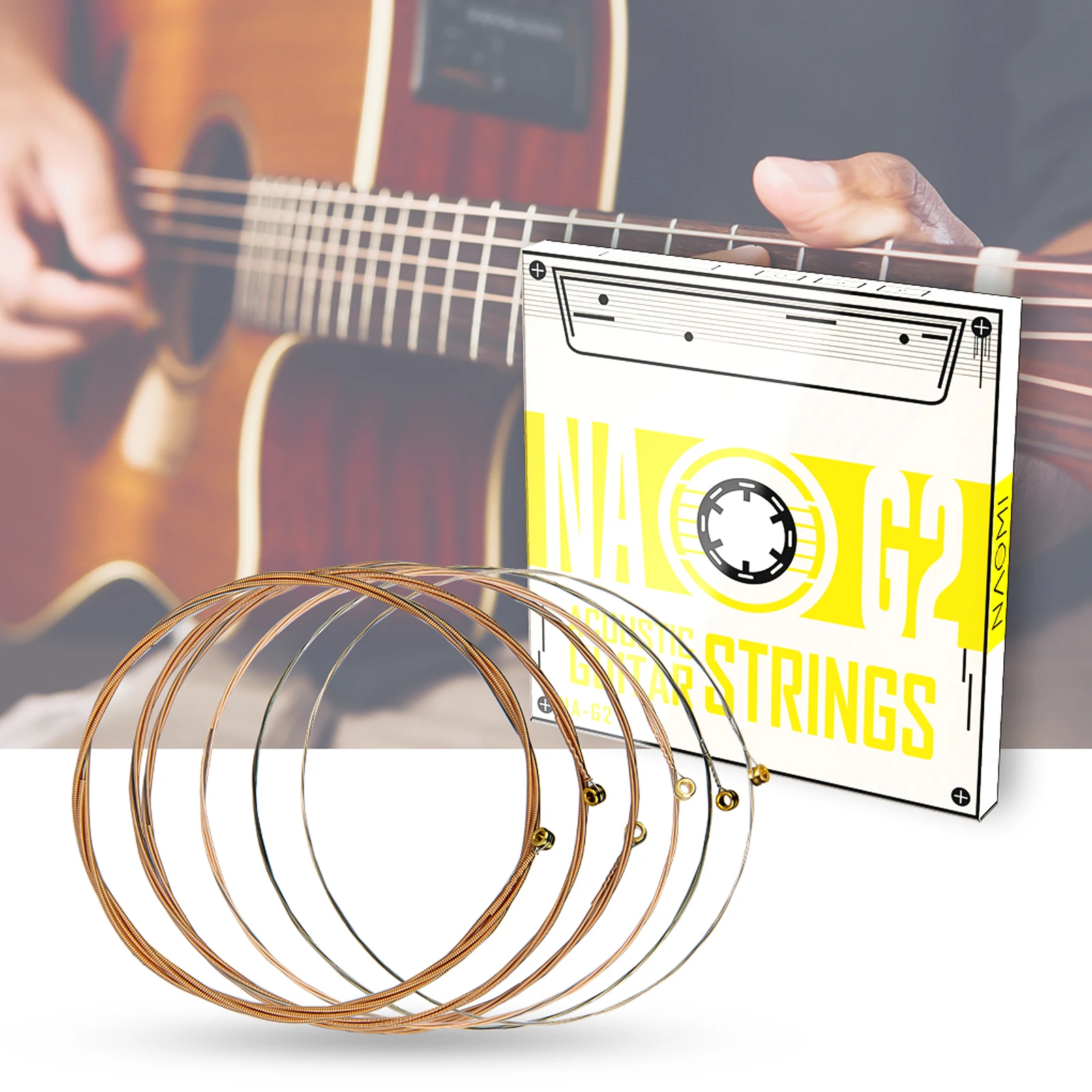 6-Piece Acoustic Guitar Strings Set with Hexagonal Steel Core Phosphor Bronze Wire Winding Harder Tension
6-Piece Acoustic Guitar Strings Set with Hexagonal Steel Core Phosphor Bronze Wire Winding Harder Tension