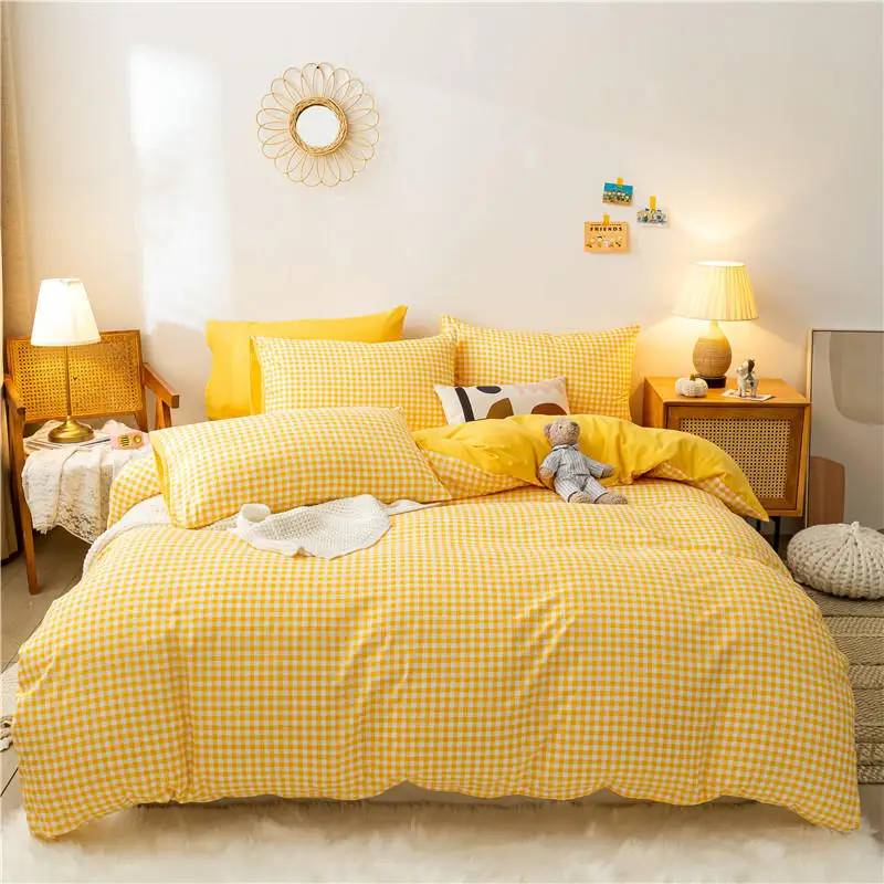 Bonenjoy Yellow Bedding Set Plaid Duvet Cover Sets with Bed Sheet Queen/King Size Reactive Printed Bed Set Double Bedclothes Set
Bonenjoy Yellow Bedding Set Plaid Duvet Cover Sets with Bed Sheet Queen/King Size Reactive Printed Bed Set Double Bedclothes Set
