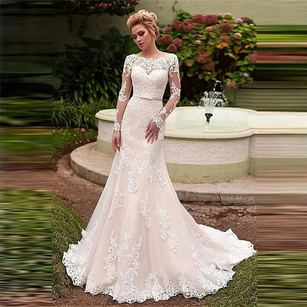 2021 New Designs Top Modest Scoop Neck Long Sleeves Mermaid Wedding Dresses Lace Appliques With Lace Up Corset Bridal Gowns
2021 New Designs Top Modest Scoop Neck Long Sleeves Mermaid Wedding Dresses Lace Appliques With Lace Up Corset Bridal Gowns