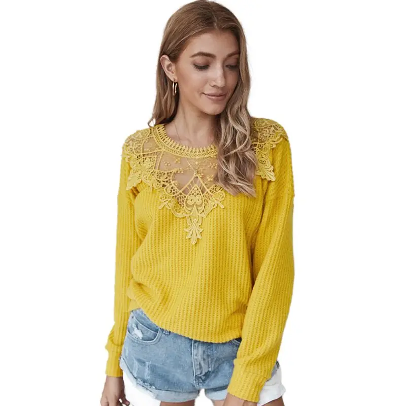 Women Fashion Stitching Lace Sexy Classic Sweater Casual Long Sleeve Pullover F42F
Women Fashion Stitching Lace Sexy Classic Sweater Casual Long Sleeve Pullover F42F