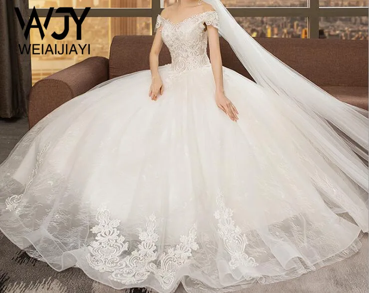 Hot Sale White Cheap Off The Shoulder Lace up Sexy Bridal Wedding Ball Gown Lace up Appliques Vestido De Novia Robe De Mariee
Hot Sale White Cheap Off The Shoulder Lace up Sexy Bridal Wedding Ball Gown Lace up Appliques Vestido De Novia Robe De Mariee