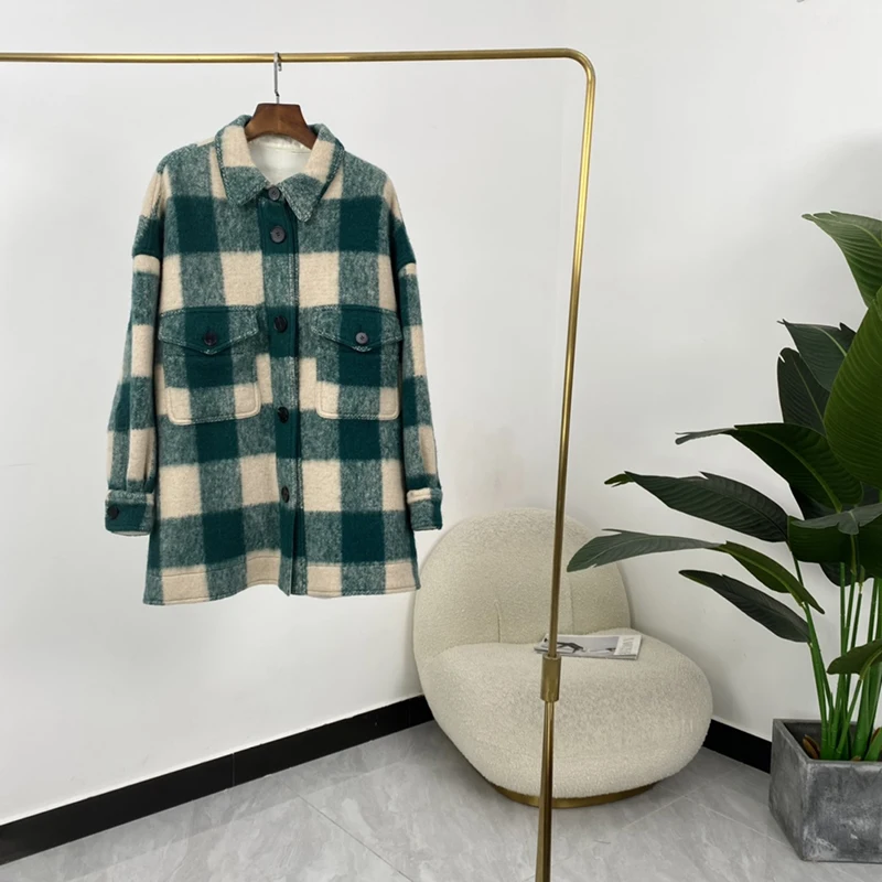 Turn Down Collar Slit Warm Coat 2021 Fall Winter New Original Oversize Green Beige Plaid Wool and Blends Long Sleeve
Turn Down Collar Slit Warm Coat 2021 Fall Winter New Original Oversize Green Beige Plaid Wool and Blends Long Sleeve