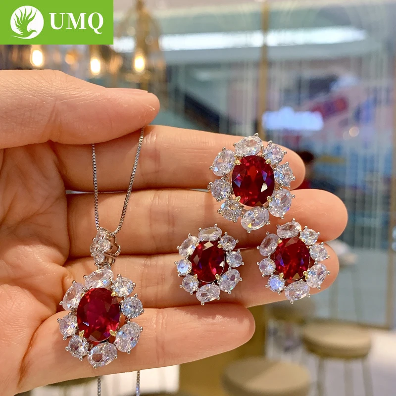 UMQ 100% 925 Sterling Silver Ruby High Carbon Diamond Pendant Necklace For Women Sparkling Wedding Party Fine Jewelry Gift
UMQ 100% 925 Sterling Silver Ruby High Carbon Diamond Pendant Necklace For Women Sparkling Wedding Party Fine Jewelry Gift