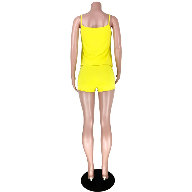 Women Sporty Two Piece Outfit Summer Tracksuit Neon Yellow O Neck Backless Cami And Drawstring Short Sweatsuit Lounge Wear Suit
Women Sporty Two Piece Outfit Summer Tracksuit Neon Yellow O Neck Backless Cami And Drawstring Short Sweatsuit Lounge Wear Suit